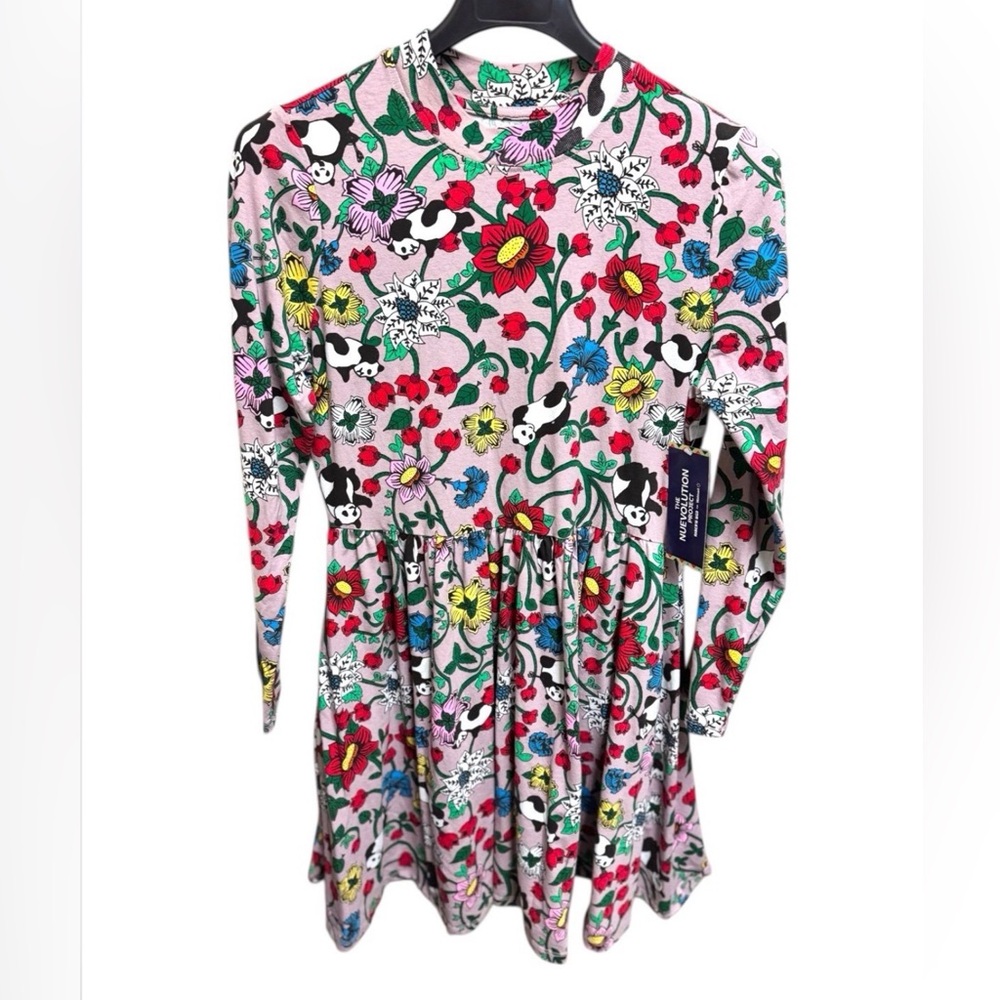 Roberto Lugo x Walmart Gray Morris Study II Panda Print LS Mini Dress Sz XL NWT